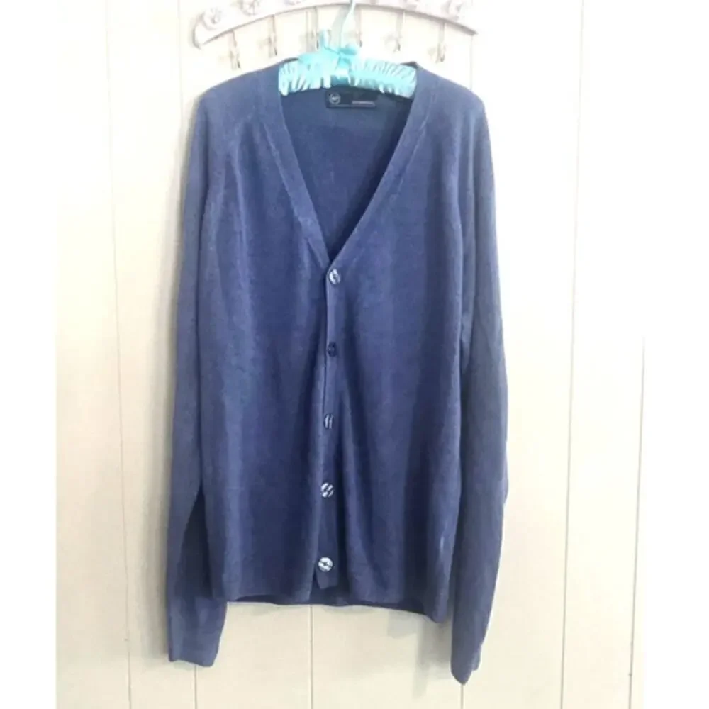 Vintage Navy Weatherproof Men's Button-Down Cardigan Size Large